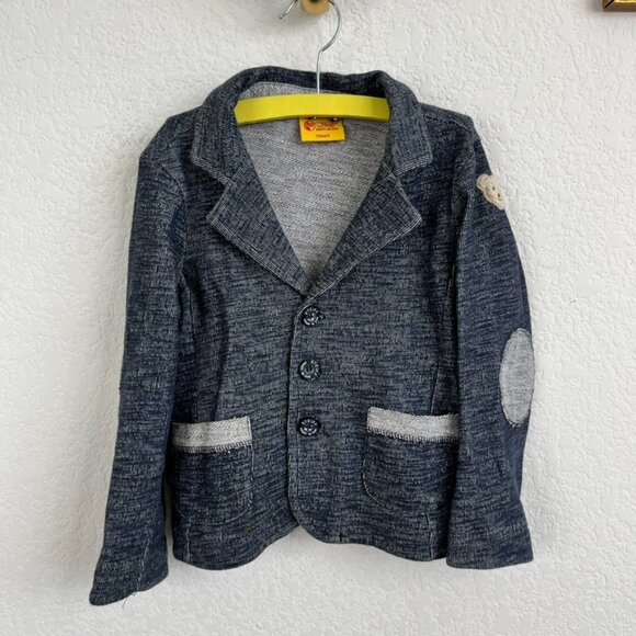 Steif Cotton Prep School Elbow Patch Button Blazer Logo Bear Jacket